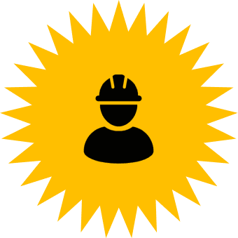 Sonne Hintergrund gelb Produktionsmitarbeiter Icon schwarz