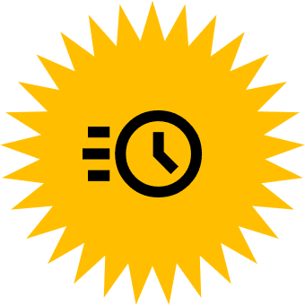 Sonne Hintergrund gelb Stoppuhr Icon schwarz