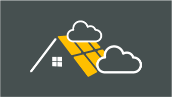 Illustration Schwachlichtverhalten: Solarmodule auf Dach hinter Wolken