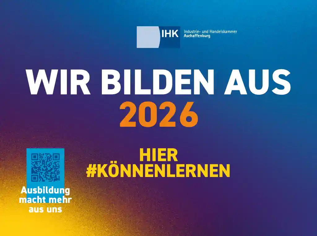 IHK Aschaffenburg Siegel wir Bilden aus 2026 Farbverlauf gelb lila blau