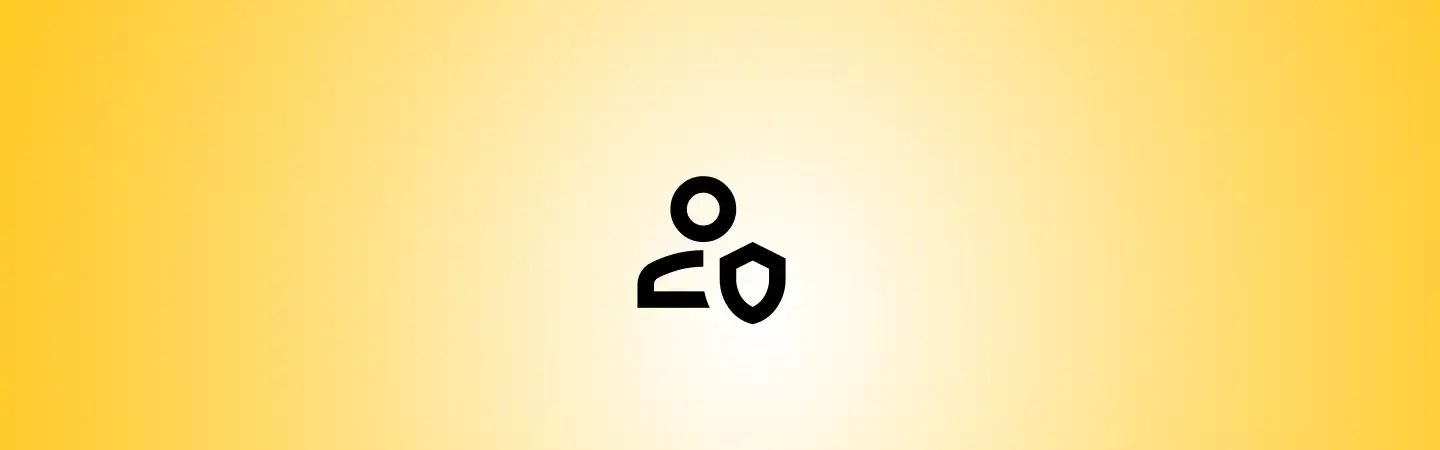 Gelb weißer Verlauf mit Icon Person und Schild